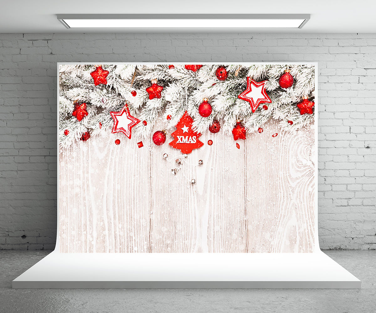 Toile de fond de branche de pin blanc flocon de neige photographie fond de Noël