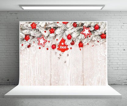 Toile de fond de branche de pin blanc flocon de neige photographie fond de Noël