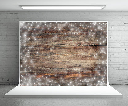 Toile de fond de photographie de planche de bois de neige brune pour Noël