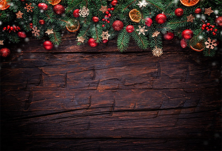 Toile de fond de photographie de Noël mur en bois foncé