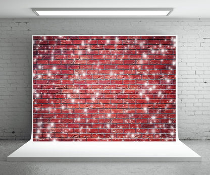 Toile de fond de mur de briques rouges flocon de neige de photographie fond de Noël