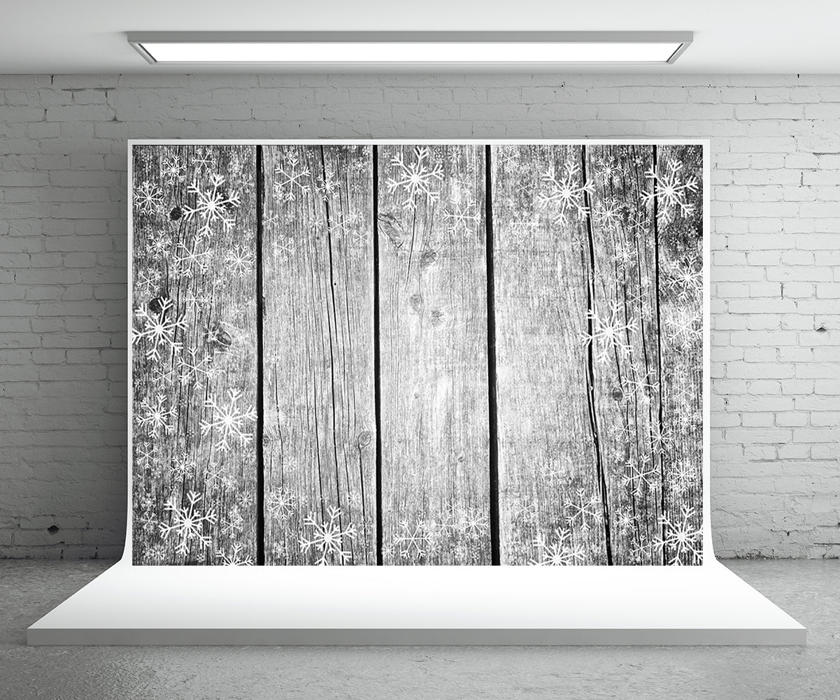 Toile de fond de flocon de neige mur en bois photo fond de Noël