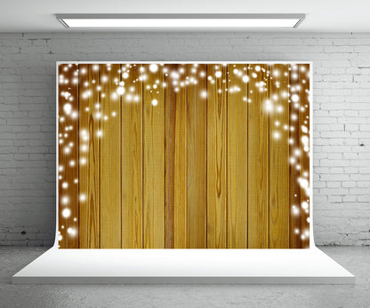Toile de fond de photographie de mur en bois de flocon de neige brun clair pour Noël