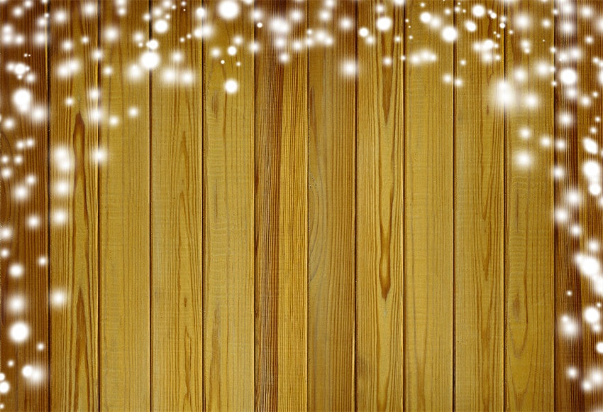 Toile de fond de photographie de mur en bois de flocon de neige brun clair pour Noël