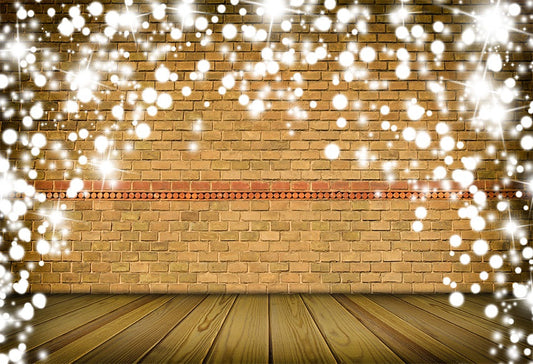 Toile de fond de photographie de mur de brique de flocon de neige brun clair pour Noël