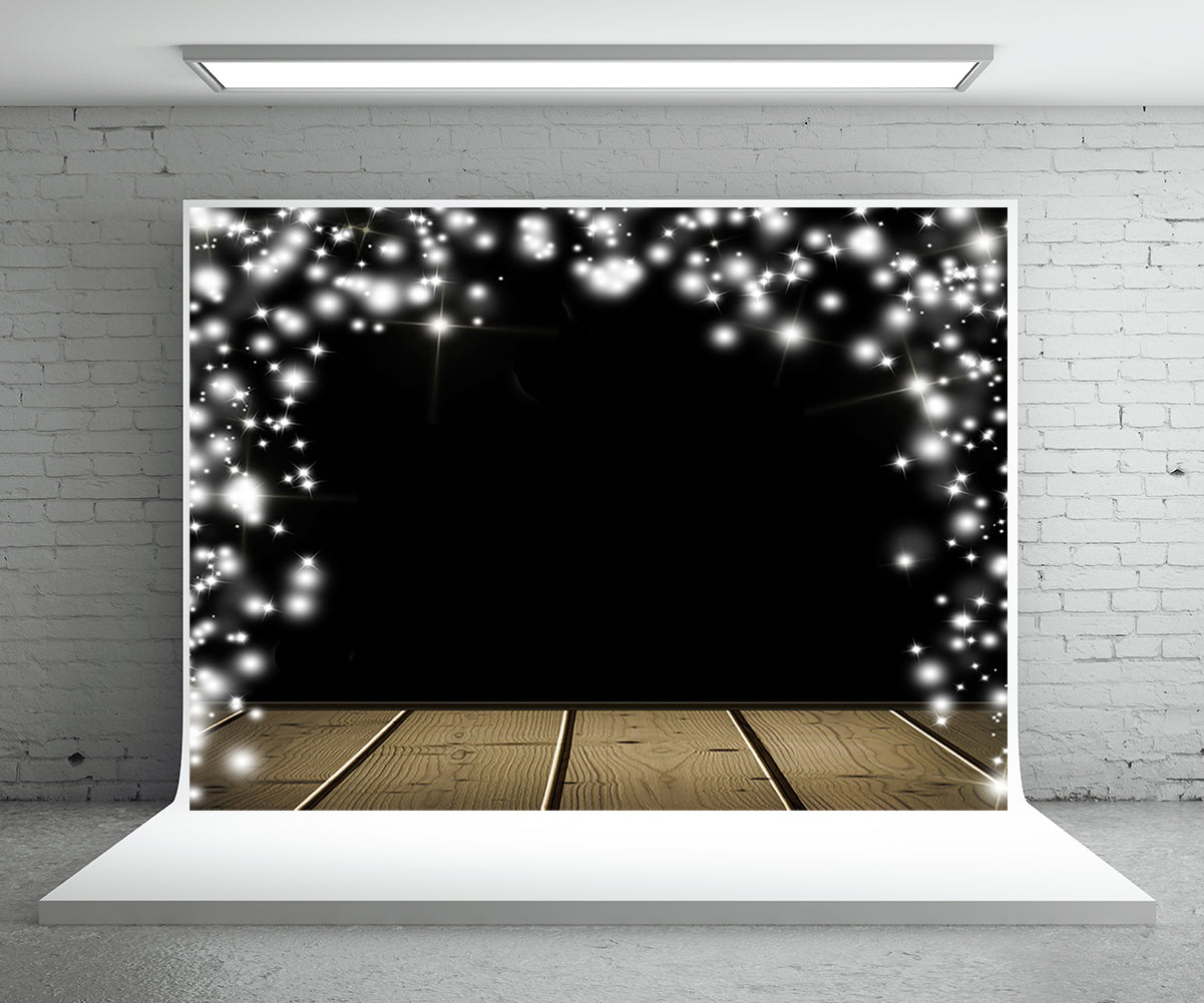 Toile de fond de photographie de flocon de neige plancher en bois fond de Noël