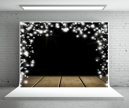 Toile de fond de photographie de flocon de neige plancher en bois fond de Noël