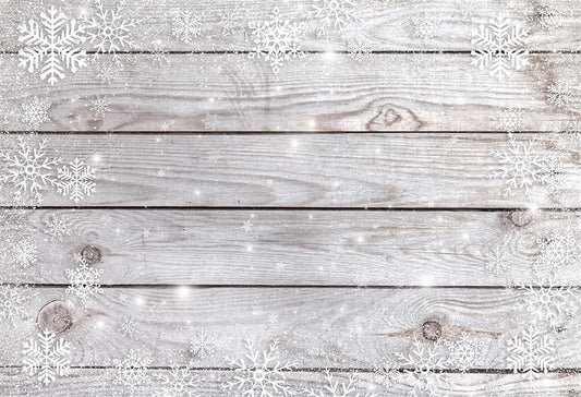 Toile de fond Noël blanc flocons de neige mur en bois clair fond de photographie