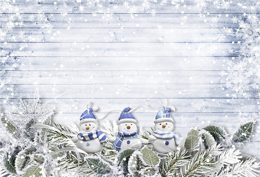 Toile de fond blanc bonhomme de neige mur en bois photographie fond de Noël