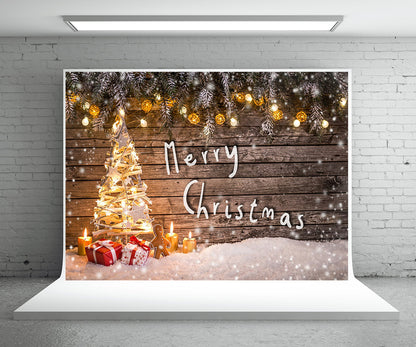 Toile de fond de joyeux Noël photographie fond de neige