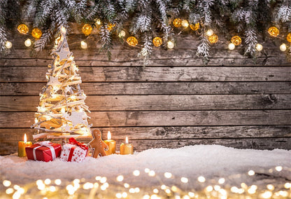 Toile de fond de Noël fond de mur en bois de photographie