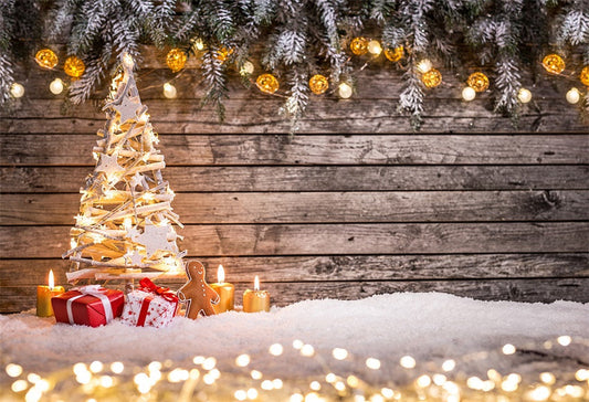 Toile de fond de Noël fond de mur en bois de photographie