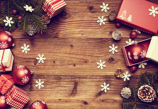 Toile de fond de cadeau de Noël mur en bois pour la photographie