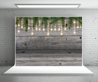 Toile de fond de Noël de mur en bois de branche de pin d'étoile légère