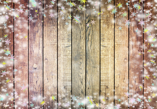 Toile de fond de photographie de mur en bois de flocon de neige pour Noël
