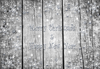 Toile de fond photo en bois gris flocon de neige pour Noël