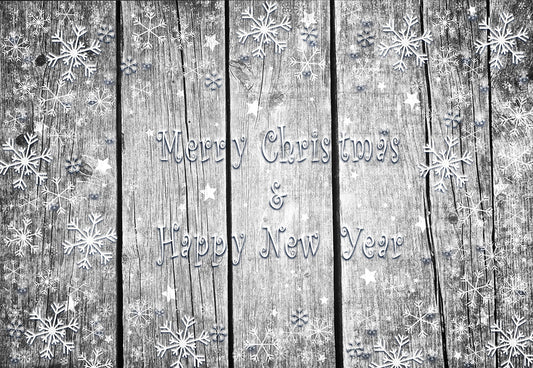 Toile de fond photo en bois gris flocon de neige pour Noël