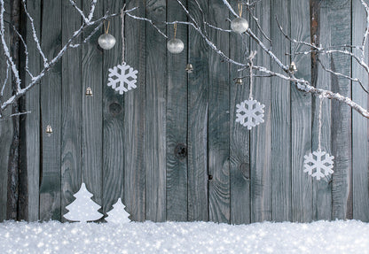Toile de fond de photographie de Noël flocon de neige de mur en bois