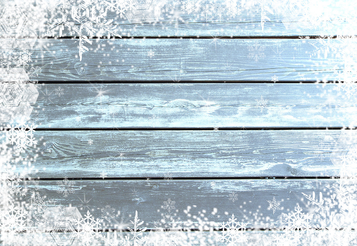 Toile de fond de mur en bois de flocon de neige fond de photo bleu clair fond de Noël