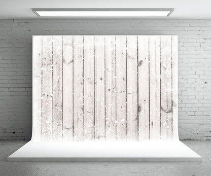 Toile de fond de photographie de mur en bois de flocon de neige blanc pour Noël