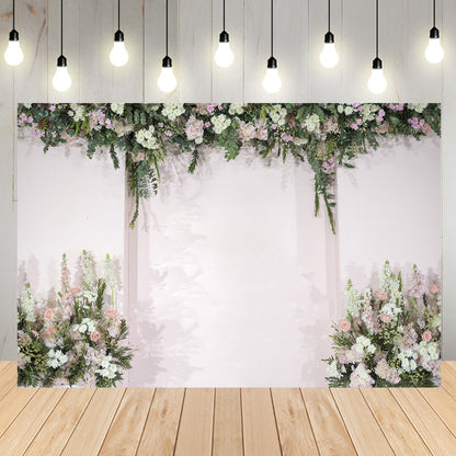 Toile de fond de fleurs de mariage mur floral de mariée blanc et vert rose romantique décoration fête photo
