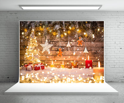 Toile de fond de photographie de sapin de Noël clair fond de bois