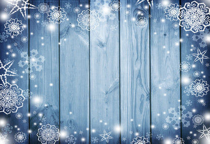 Toile de fond de Noël en bois bleu flocon de neige pour la photo studio
