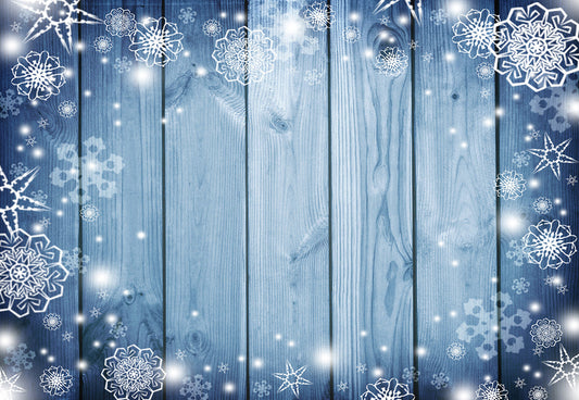 Toile de fond de Noël en bois bleu flocon de neige pour la photo studio