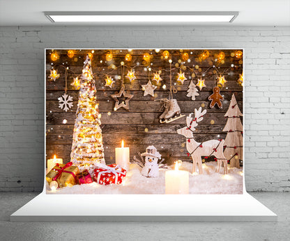 Toile de fond de photographie de Noël fond d'étoile lumineuse de bonhomme de neige
