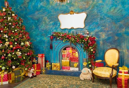 Toile de fond de cheminée Noël papillon photo pour le studio