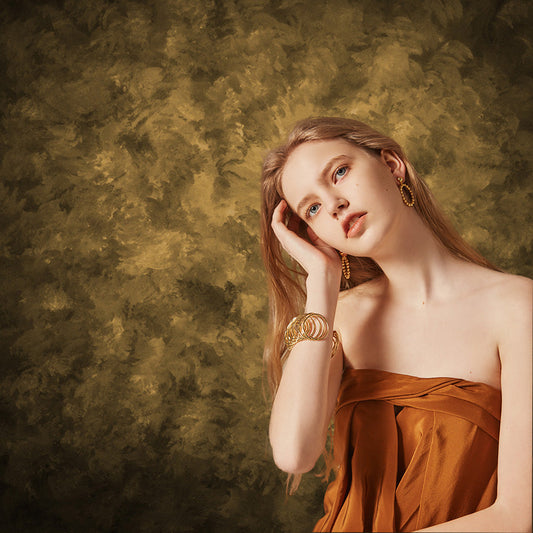 Toile de fond de nuances abstraite de brun or portrait studio numérique photographie KH23510
