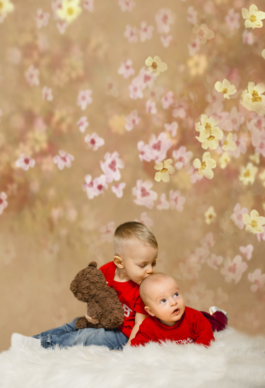 Toile de fond de photographie de fleurs roses et jaunes abstraite vintage pour le studio