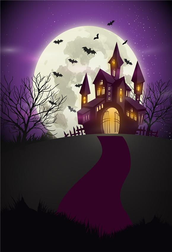 Toile de fond d'Halloween du château violet pour la photographie
