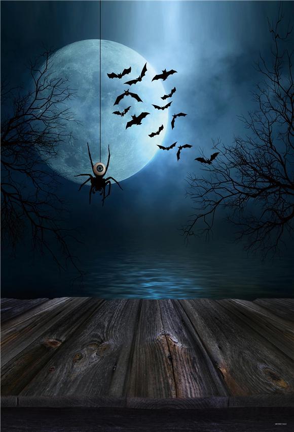 Toile de fond décors d'Halloween pour plancher en bois d'araignée