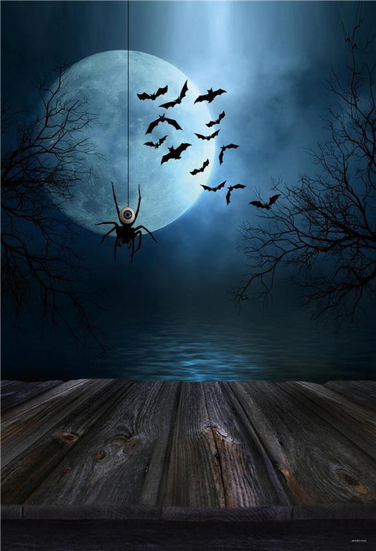 Toile de fond décors d'Halloween pour plancher en bois d'araignée