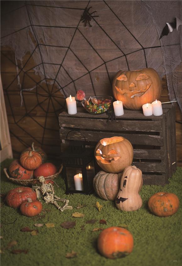 Toile de fond d'Halloween de mur en bois brun toile d'araignée pour le studio