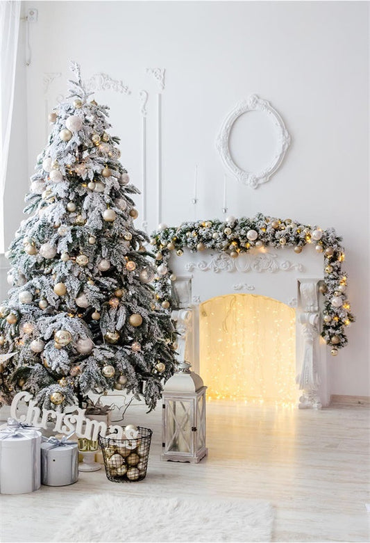 Toile de fond décor d'or de Noël blanc de photographie