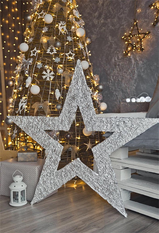 Toile de fond de Noël étoile d'argent pour la photographie