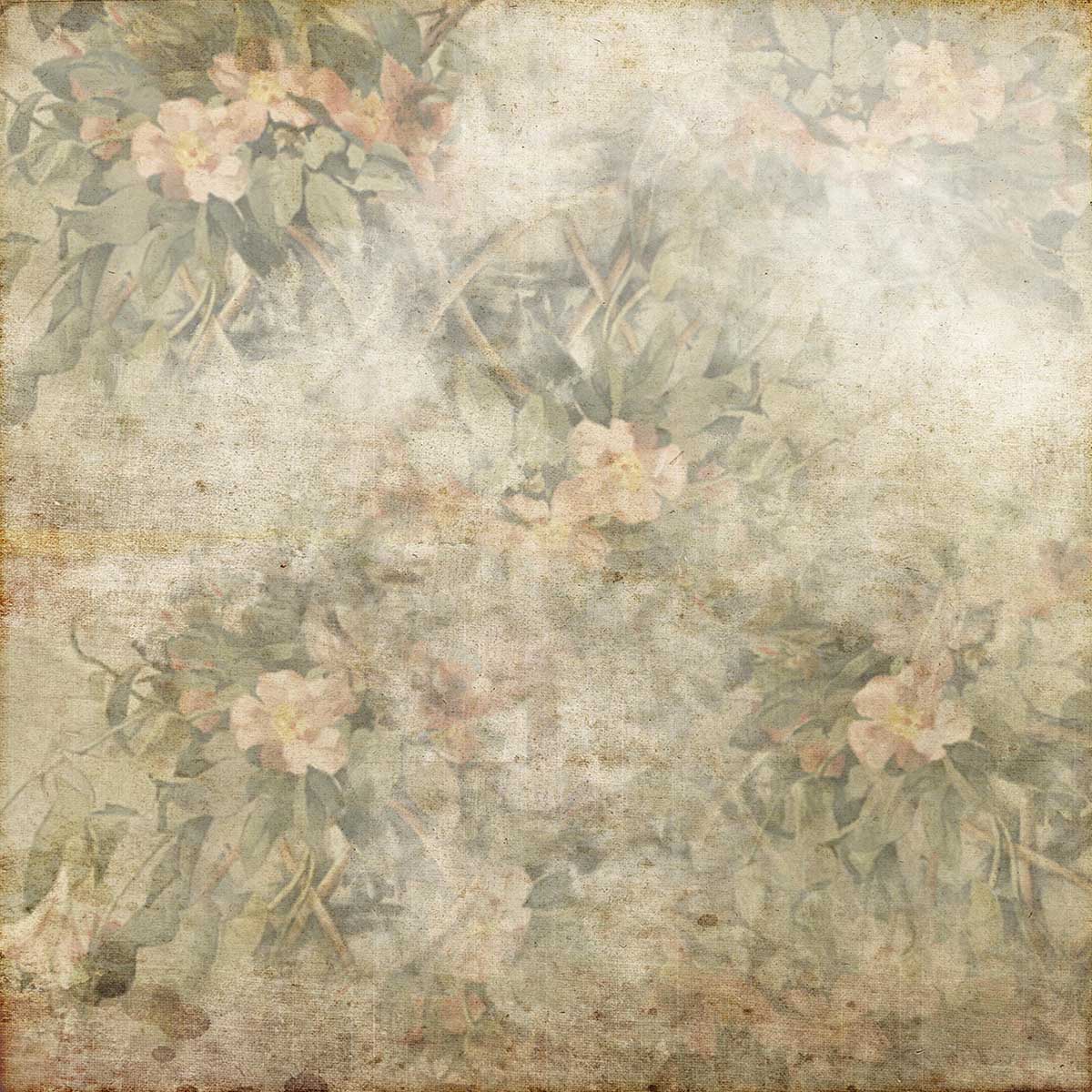 Toile de fond décors de studio photo feuilles vertes florales roses rétro