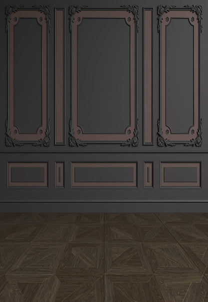 Toile de fond de plancher en bois brun foncé noir mur pour la mariage
