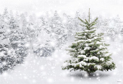 Toile de fond de photo de flocon de neige brillant de pin d'hiver de neige pour la fête