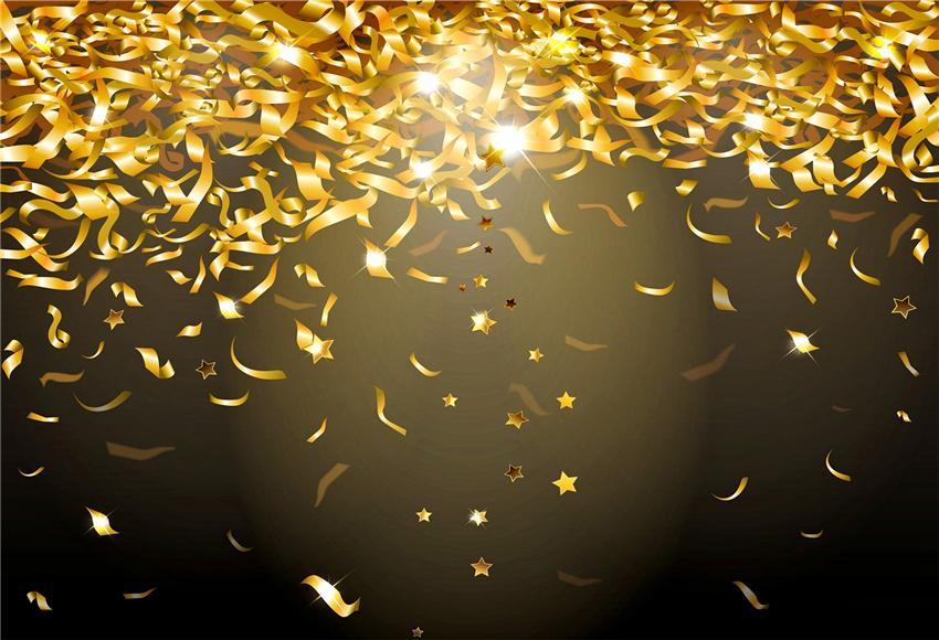 Toile de fond bokeh décors brillants noirs de ruban d'or pour la fête