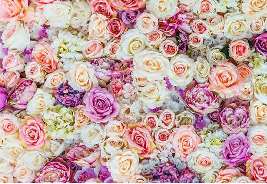 Toile de fond de mur florale brillante imprimée pour la photographie d'événements