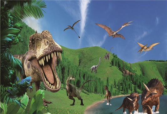 Toile de fond de photographie dinosaur nature pour la fête