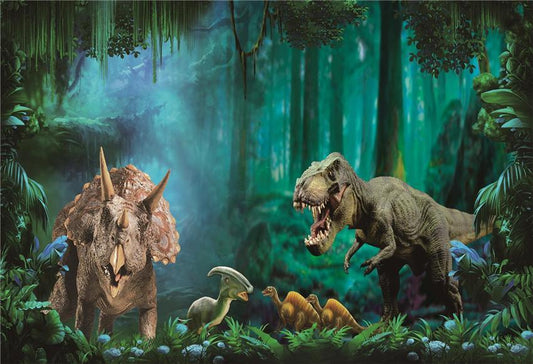 Toile de fond décoration d'anniversaire de Tyrannosaurus Rex de forêt antique