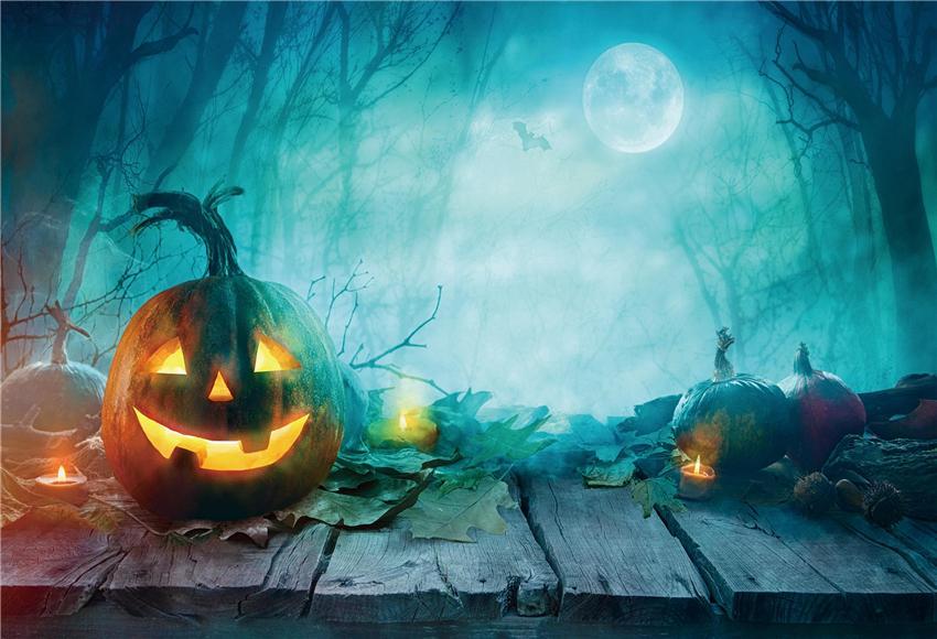 Toile de fond de feuilles d'érable citrouille Halloween photo