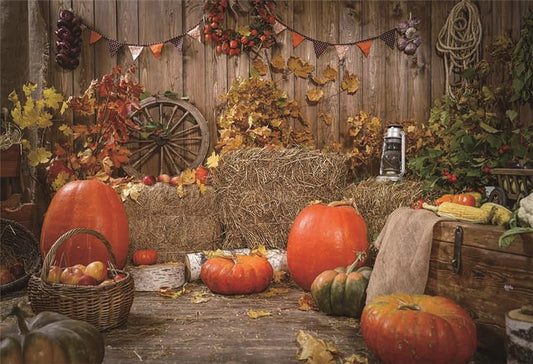 Toile de fond décors de paille d'automne en bois rustique