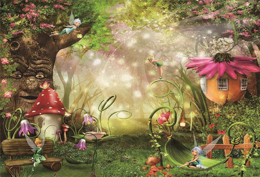 Toile de fond d'esprits de petite fille de forêt verte dans le fond de la forêt pour la photographie