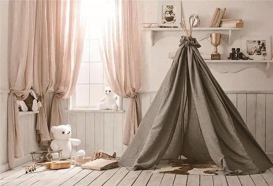 Toile de fond de plancher en bois de tente pour bébé
