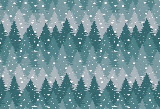 Toile de fond de forêt de pins de flocon de neige pour l'hiver